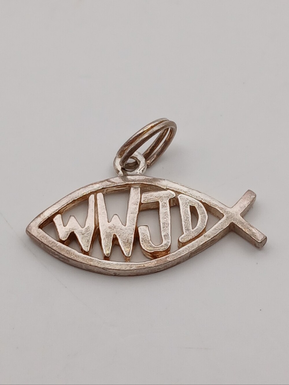 WWJD Fish Marked 925 Tiny Charm